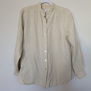 Talbot's 100% Irish Linen Mandarin Collar Shirt Sz 6